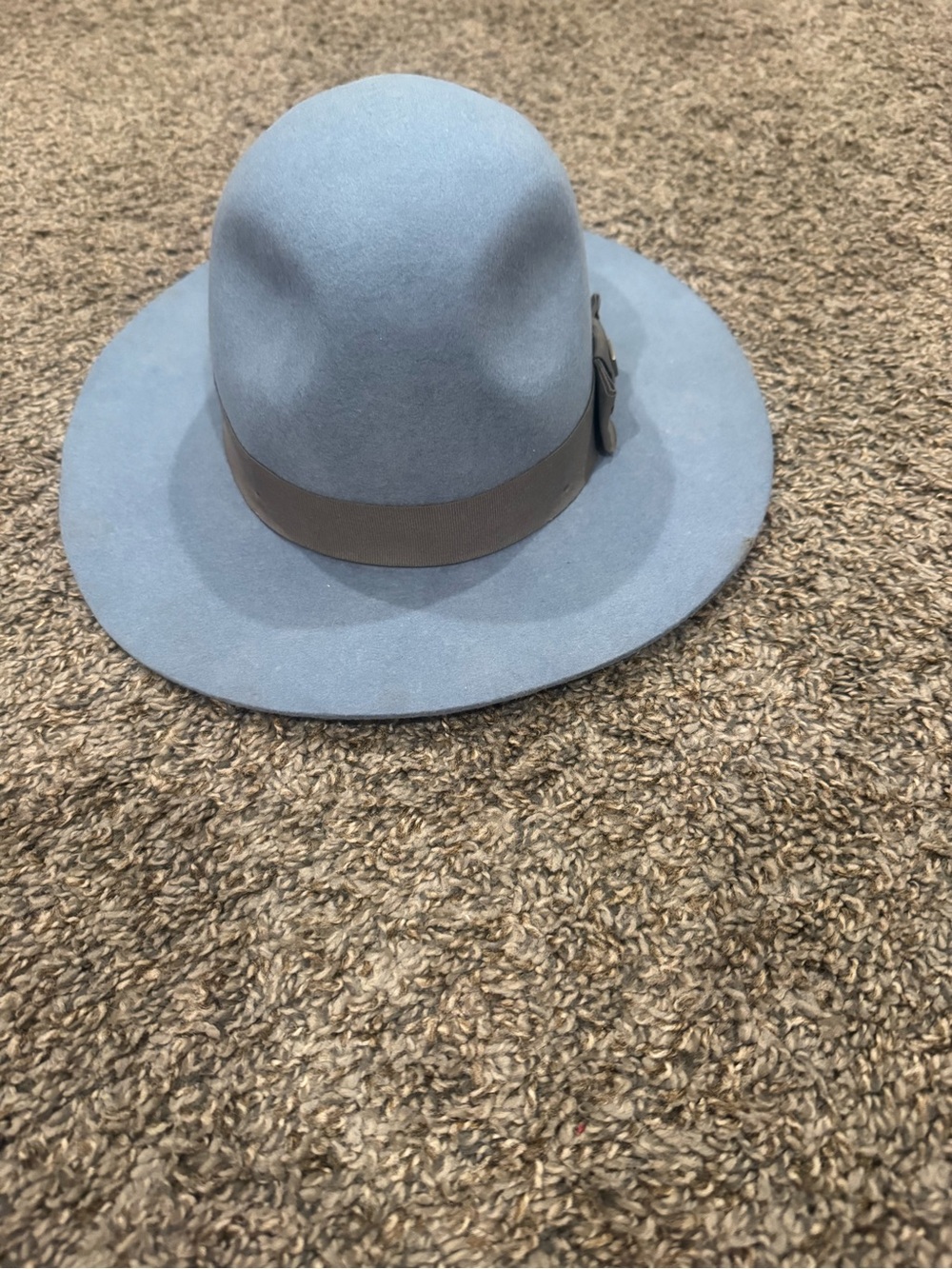 Brixton Light Blue Felt Wide-Brim Hat with Brown Band